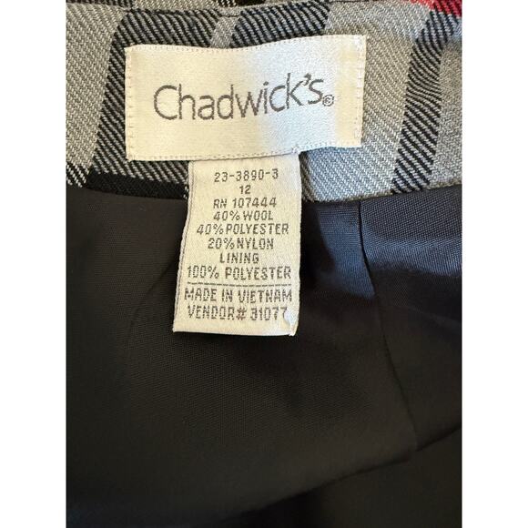 Vtg Vintage Gray Black Red Plaid Holiday Wool Blend Fringe Skirt 12 Christmas - Picture 3 of 6